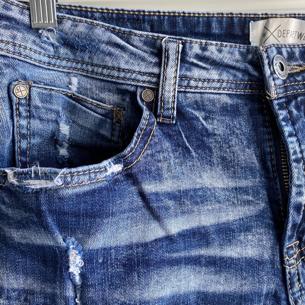 DepartWest Mens Seeker Jeans Straight Leg Blue Denim Zip Fly Size 31S Destroyed - Picture 6 of 12